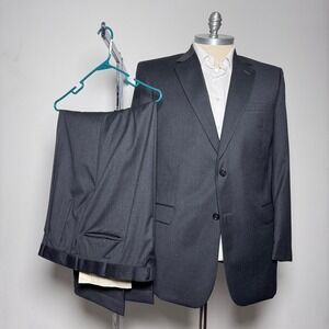 Jos. A. Bank Suit Mens 44L 40x31 Charcoal Grey Solid Wool Signature Collection
